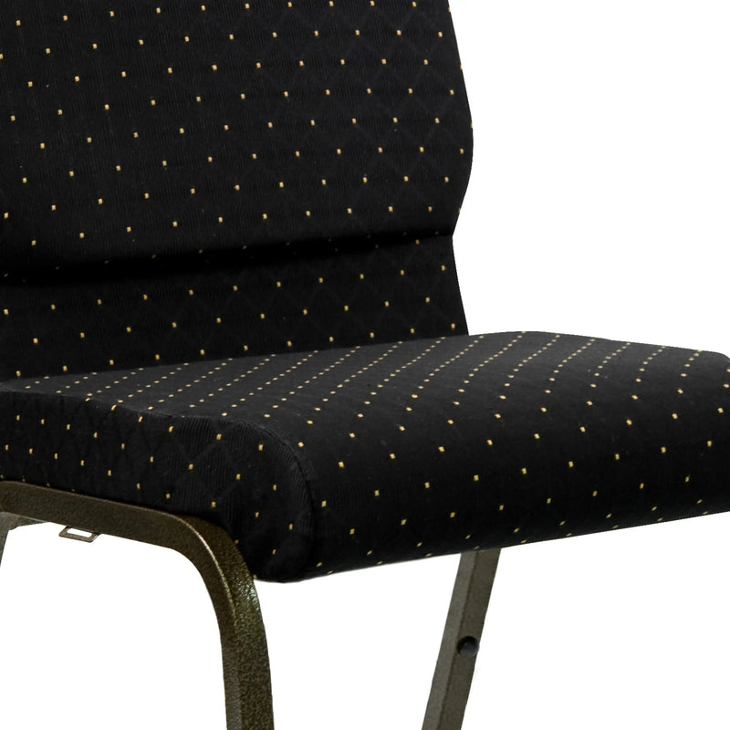Casey 18.5''W Stacking Church Chair, Black Dot Patterned Fabric - Gold Vein Frame iHome Studio