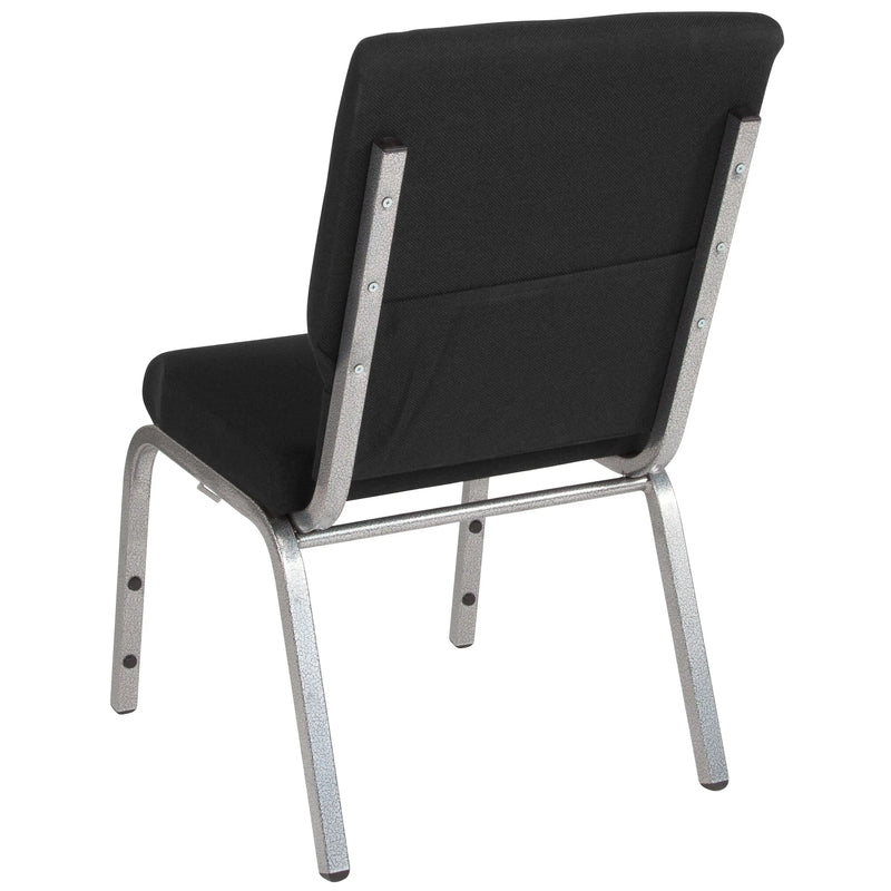 Casey 18.5''W Stacking Church Chair, Black Fabric - Silver Vein Frame iHome Studio