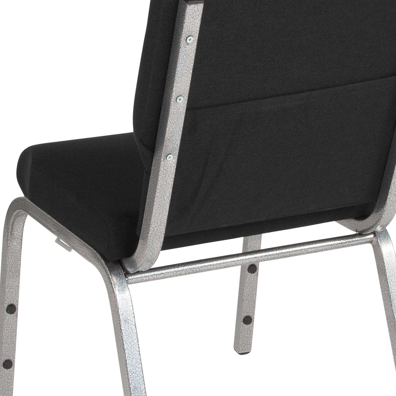 Casey 18.5''W Stacking Church Chair, Black Fabric - Silver Vein Frame iHome Studio