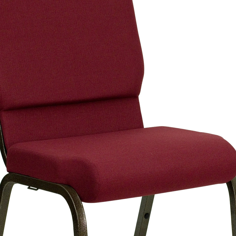 Casey 18.5''W Stacking Church Chair, Burgundy Fabric - Gold Vein Frame iHome Studio