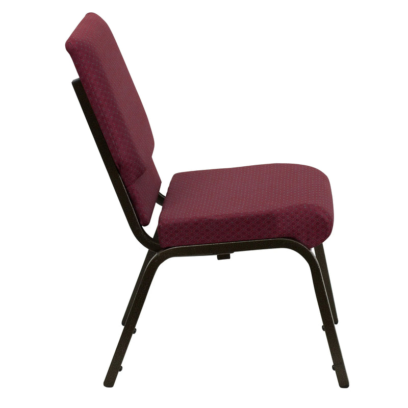 Casey 18.5''W Stacking Church Chair, Burgundy Patterned Fabric - Gold Vein Frame iHome Studio