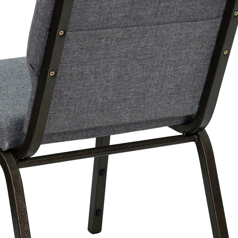 Casey 18.5''W Stacking Church Chair, Gray Fabric - Gold Vein Frame iHome Studio