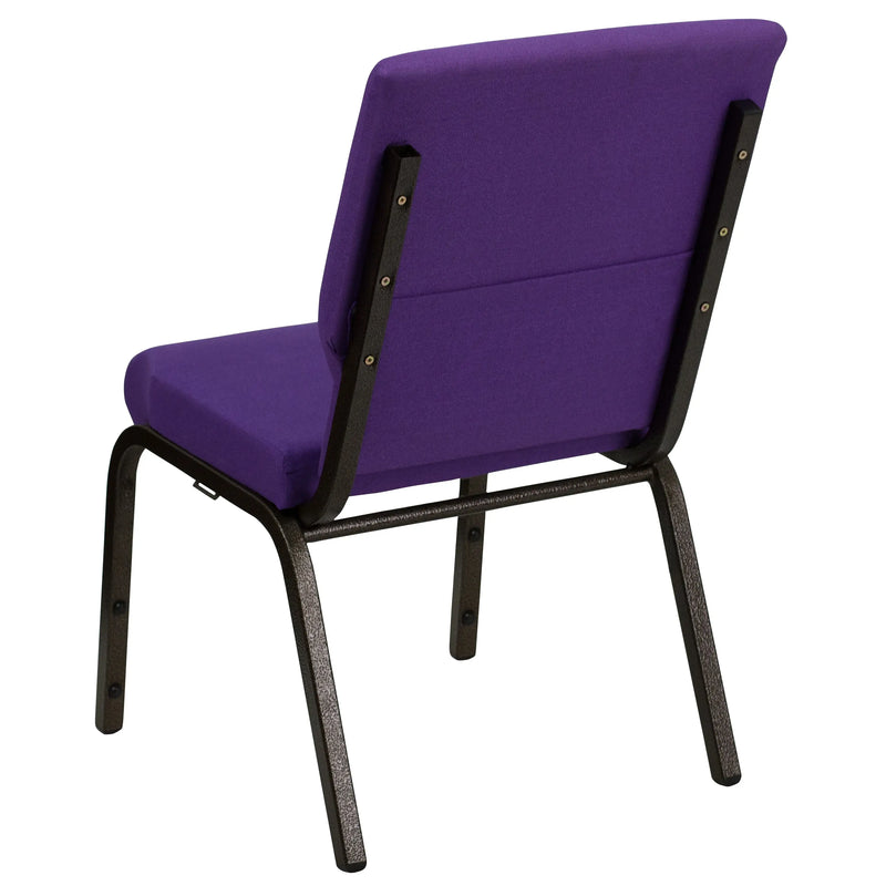 Casey 18.5''W Stacking Church Chair, Purple Fabric - Gold Vein Frame iHome Studio