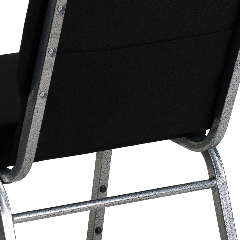 Casey 21''W Stacking Church Chair, Black Fabric - Silver Vein Frame iHome Studio