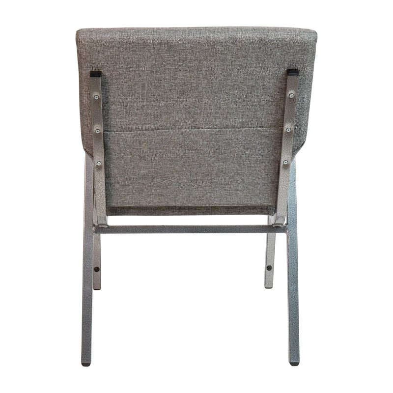 Casey 21"W Stacking Wood Accent Arm Church Chair, Gray Fabric - Silver Vein Frame iHome Studio