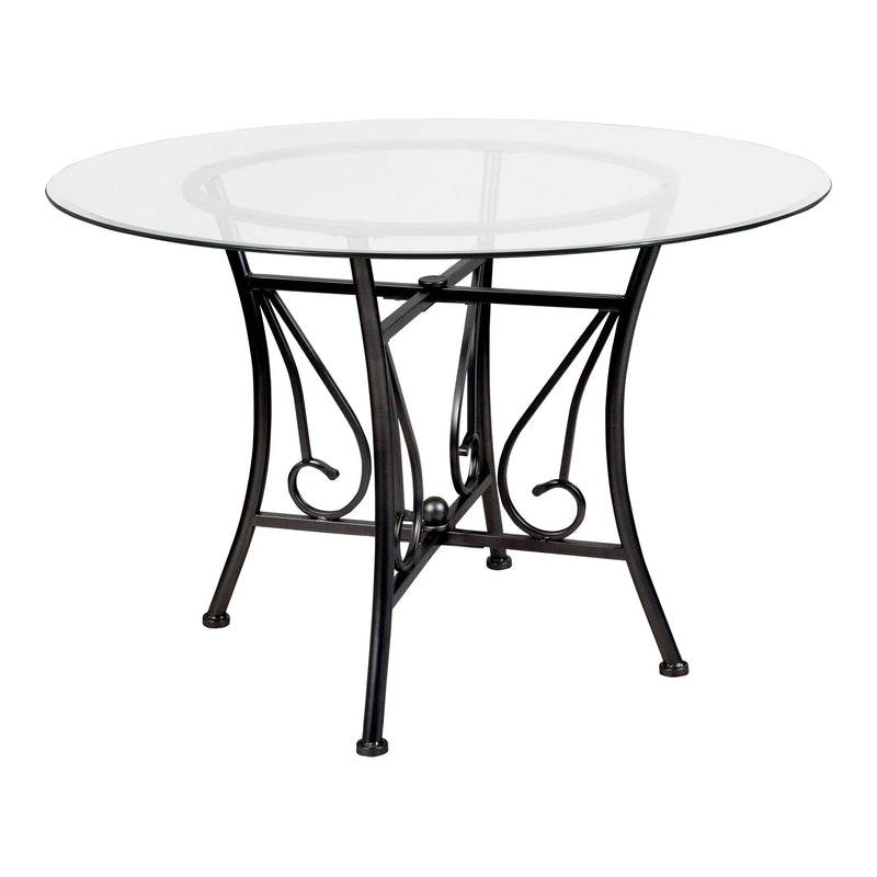 Casey 45'' Round Glass Dining Table with Black Metal Frame iHome Studio