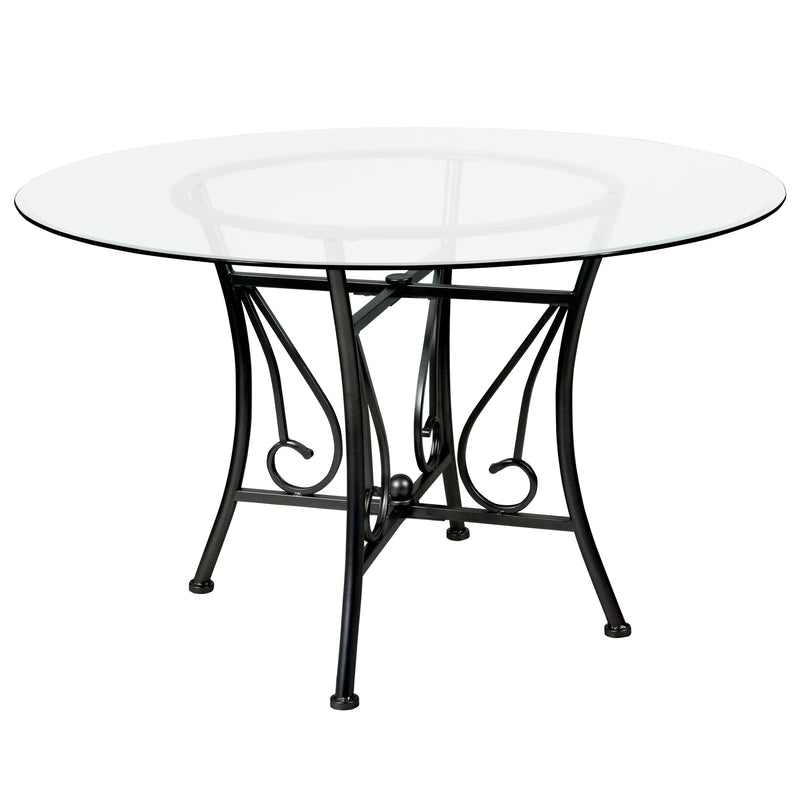Casey 48'' Round Glass Dining Table with Black Metal Frame iHome Studio