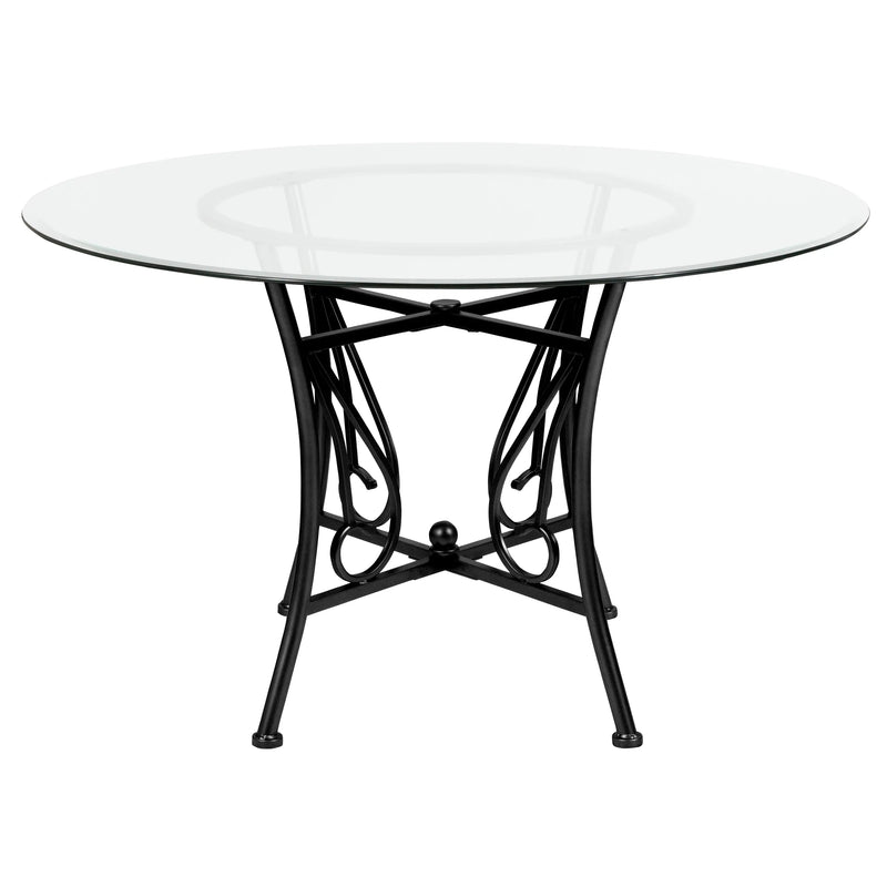 Casey 48'' Round Glass Dining Table with Black Metal Frame iHome Studio