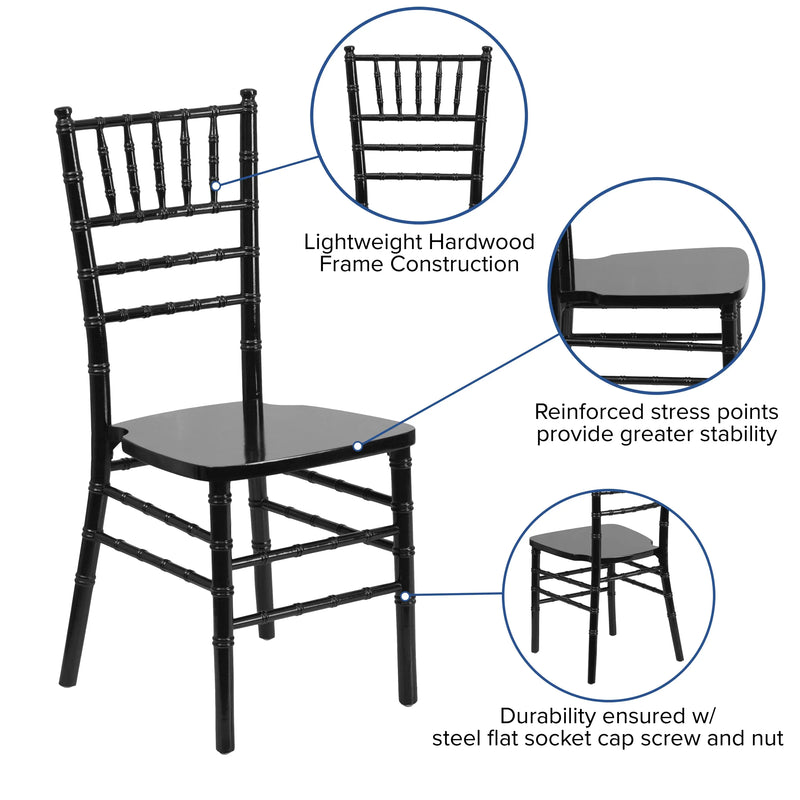 Casey Black Wood Chiavari Chair iHome Studio