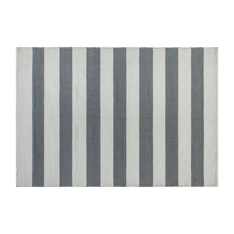 Casey Collection 5' x 7' Grey & White Striped Handwoven Indoor/Outdoor Cabana Style Stain Resistant Area Rug iHome Studio