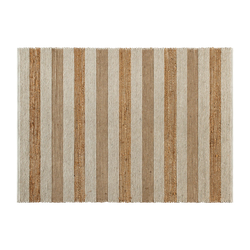 Casey Collection 5' x 7' Handwoven Striped Jute Blend Area Rug in Natural Tones iHome Studio