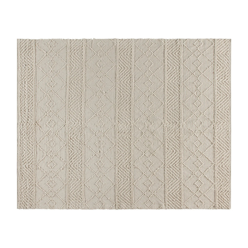 Casey Collection 8' x 10' Ivory Geometric Design Handwoven Area Rug - Wool/Polyester/CottonÂ Blend iHome Studio