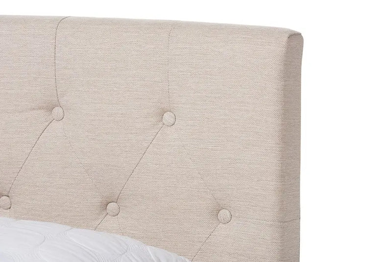 Cassandra Light Beige Fabric Upholstered Box Spring Bed (Full) iHome Studio