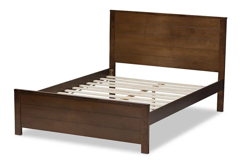 Catalina Brown Finished Wood Platform Bed w/Headboard Panelling (Full) iHome Studio