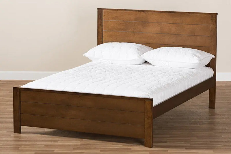 Catalina Brown Finished Wood Platform Bed w/Headboard Panelling (Full) iHome Studio