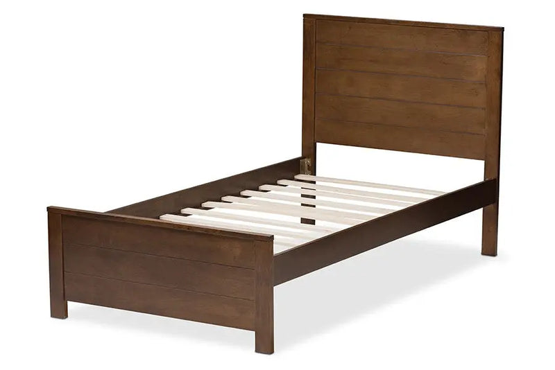 Catalina Brown Finished Wood Platform Bed w/Headboard Panelling (Twin) iHome Studio
