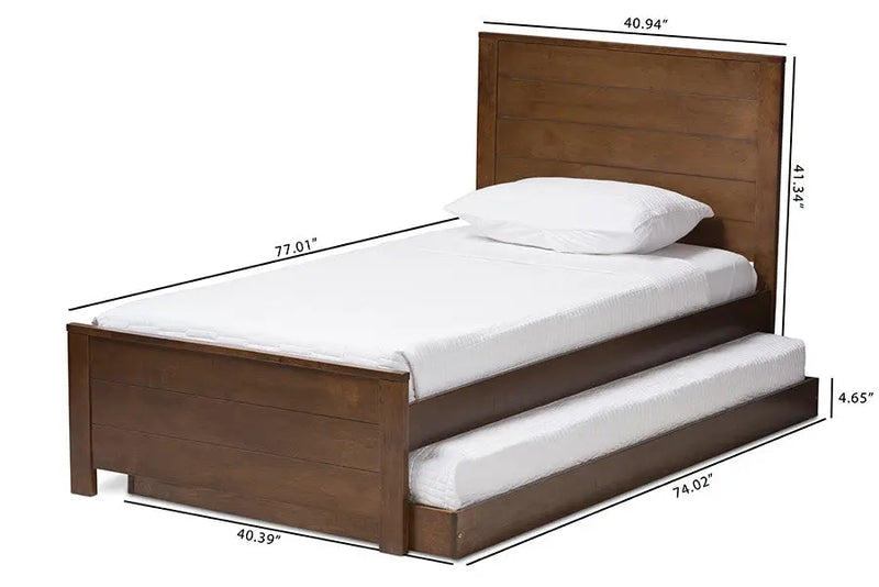 Catalina Brown-Finished Wood Trundle Bed (Twin) iHome Studio