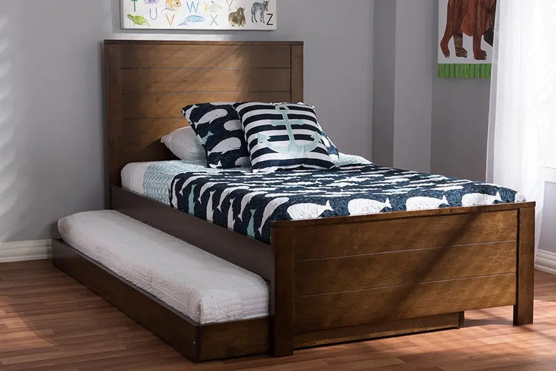 Catalina Brown-Finished Wood Trundle Bed (Twin) iHome Studio