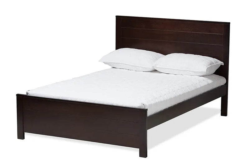 Catalina Dark Brown Finished Wood Platform Bed w/Headboard Panelling (Full) iHome Studio