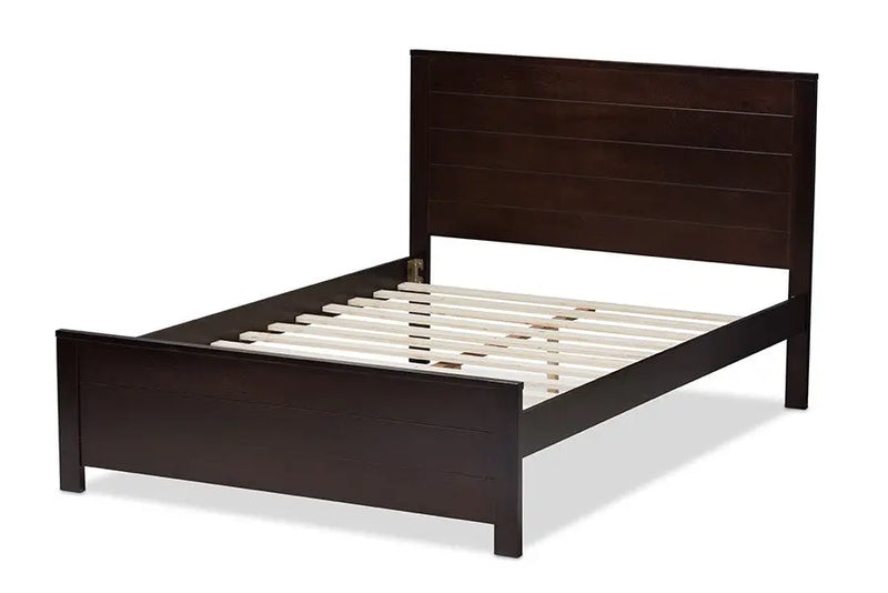 Catalina Dark Brown Finished Wood Platform Bed w/Headboard Panelling (Full) iHome Studio