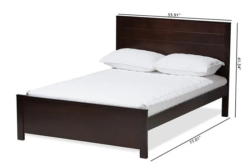 Catalina Dark Brown Finished Wood Platform Bed w/Headboard Panelling (Full) iHome Studio