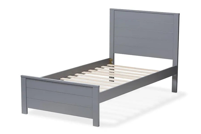 Catalina Grey Finished Wood Platform Bed w/Headboard Panelling (Twin) iHome Studio