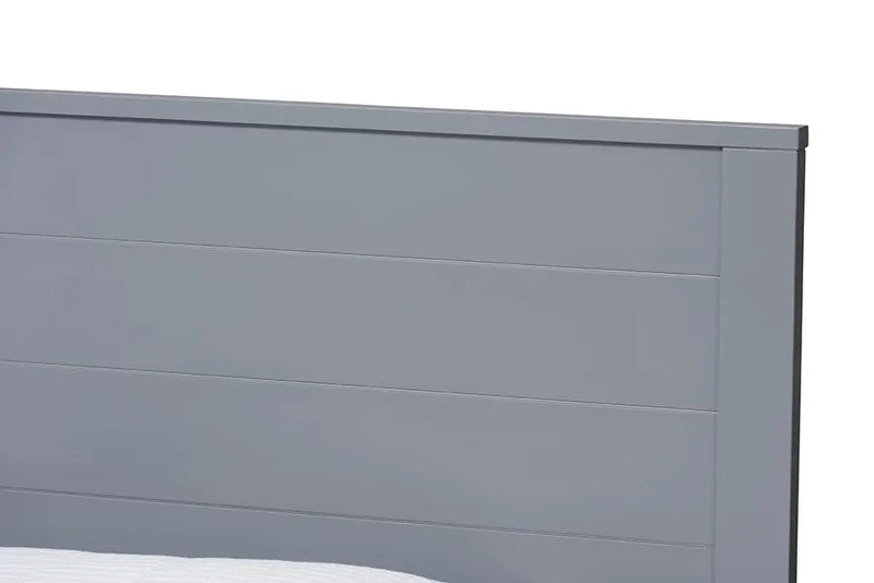Catalina Grey Finished Wood Platform Bed w/Headboard Panelling (Twin) iHome Studio