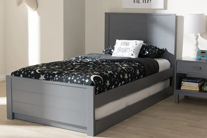 Catalina Grey-Finished Wood Trundle Bed (Twin) iHome Studio