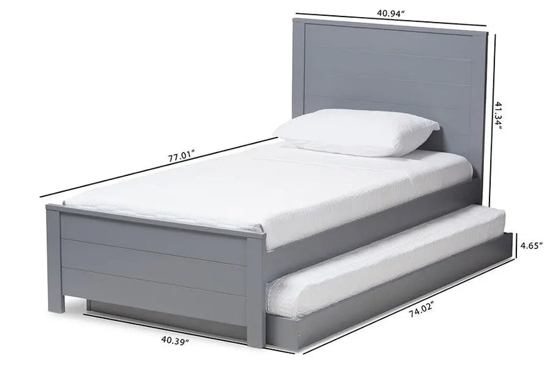 Catalina Grey-Finished Wood Trundle Bed (Twin) iHome Studio