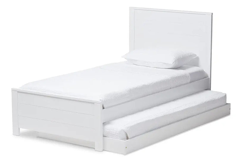 Catalina White-Finished Wood Trundle Bed (Twin) iHome Studio