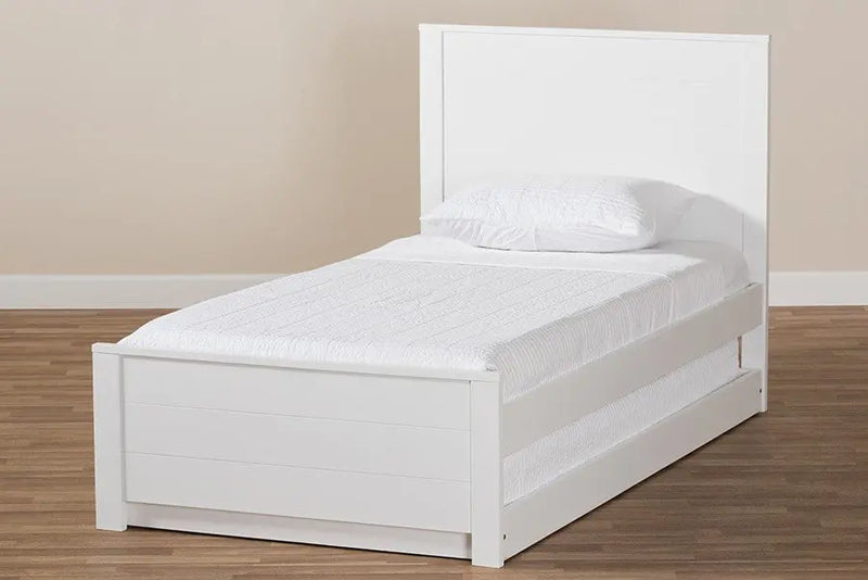 Catalina White-Finished Wood Trundle Bed (Twin) iHome Studio
