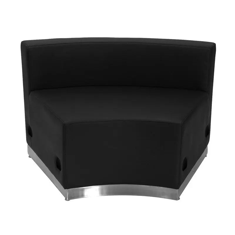 Chancellor "Cleo" Black Leather Concave Reception/Guest Chair w/Brushed SS Base iHome Studio