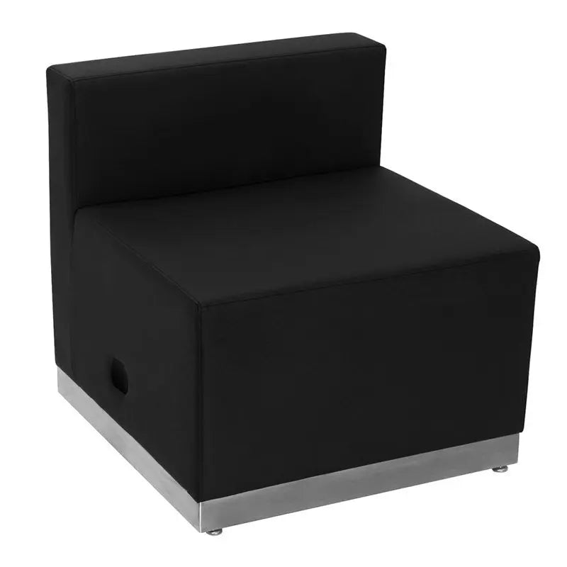 Chancellor "Cleo" Black Leather Reception/Guest Chair w/Brushed Stainless Steel Base iHome Studio
