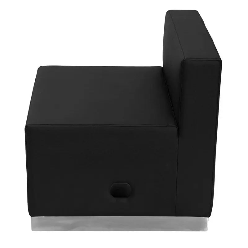 Chancellor "Cleo" Black Leather Reception/Guest Chair w/Brushed Stainless Steel Base iHome Studio