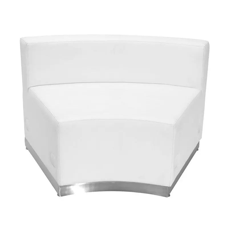 Chancellor "Cleo" White Leather Concave Reception/Guest Chair w/Brushed SS Base iHome Studio