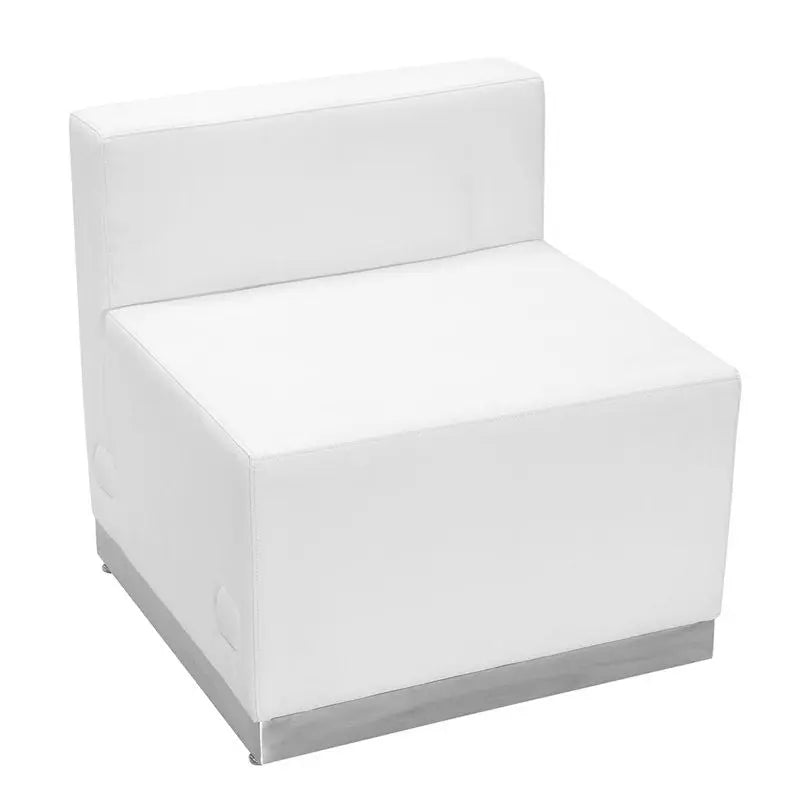 Chancellor "Cleo" White Leather Reception/Guest Chair w/Brushed Stainless Steel Base iHome Studio