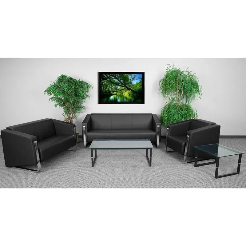 Chancellor "Gail" Black Leather Sofa Set, 3pcs iHome Studio