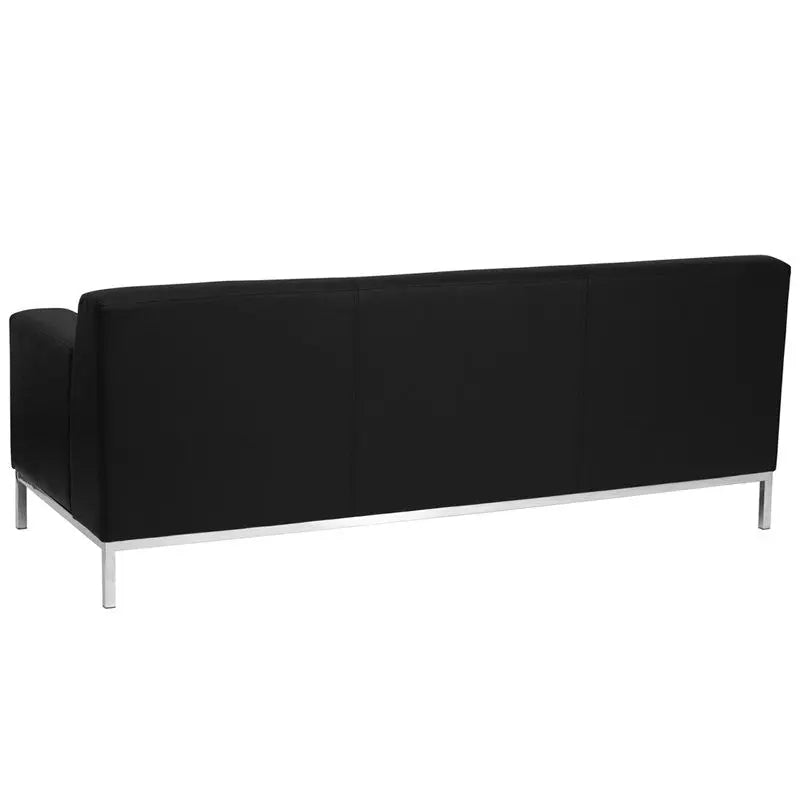Chancellor "Geri" Black Leather Sofa with Stainless Steel Frame iHome Studio