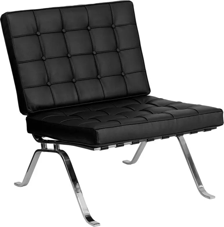 Chancellor "Gina" Black Leather Reception/Guest Lounge Chair w/Curved Legs iHome Studio