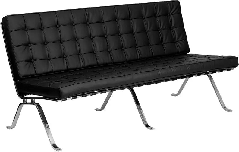 Chancellor "Gina" Black Leather Sofa with Curved Legs iHome Studio