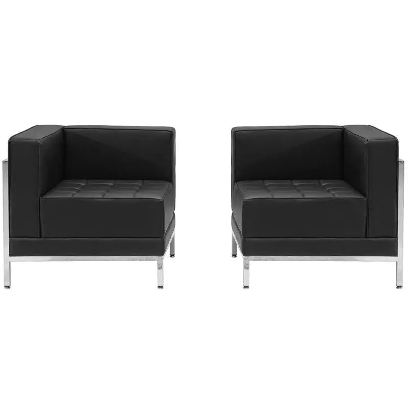 Chancellor "Gwen" Black Leather Corner Chair Set 10, 2pcs iHome Studio