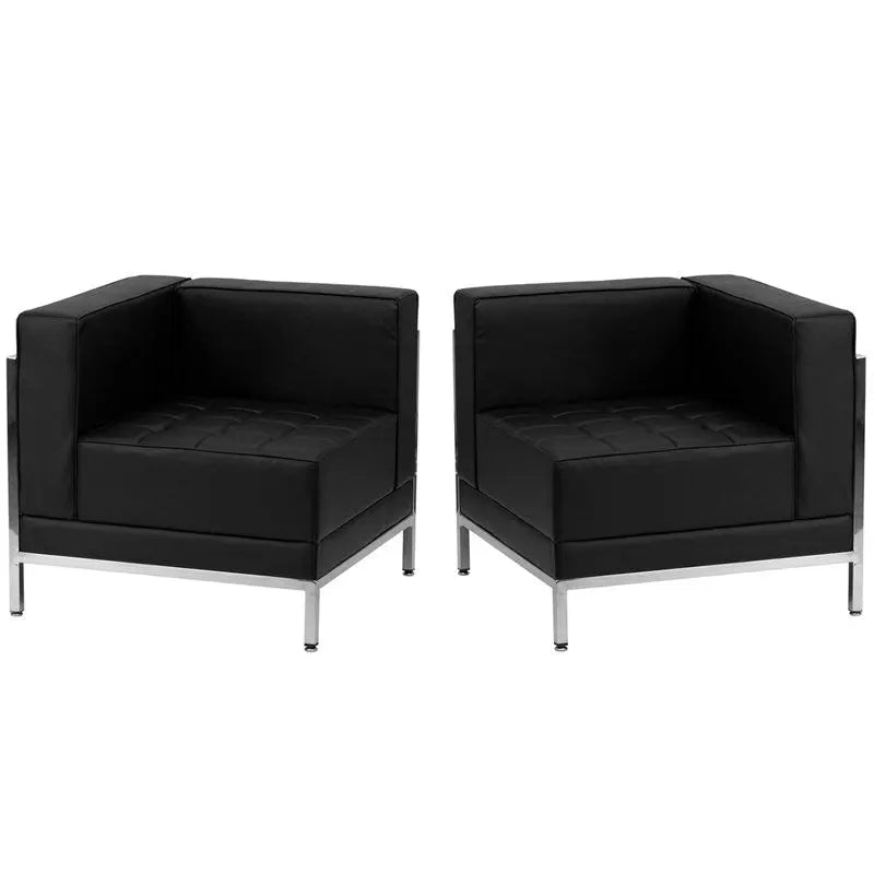 Chancellor "Gwen" Black Leather Corner Chair Set 10, 2pcs iHome Studio