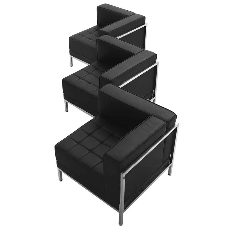 Chancellor "Gwen" Black Leather Corner Chair Set 4, 3pcs iHome Studio