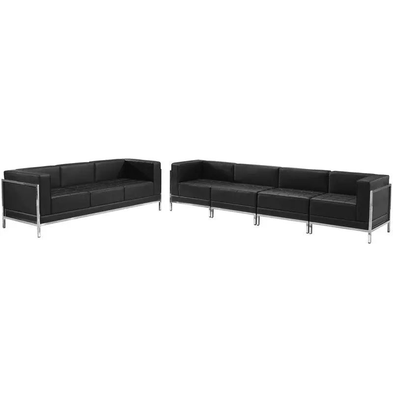 Chancellor "Gwen" Black Leather Sofa Set 17, 5pcs iHome Studio