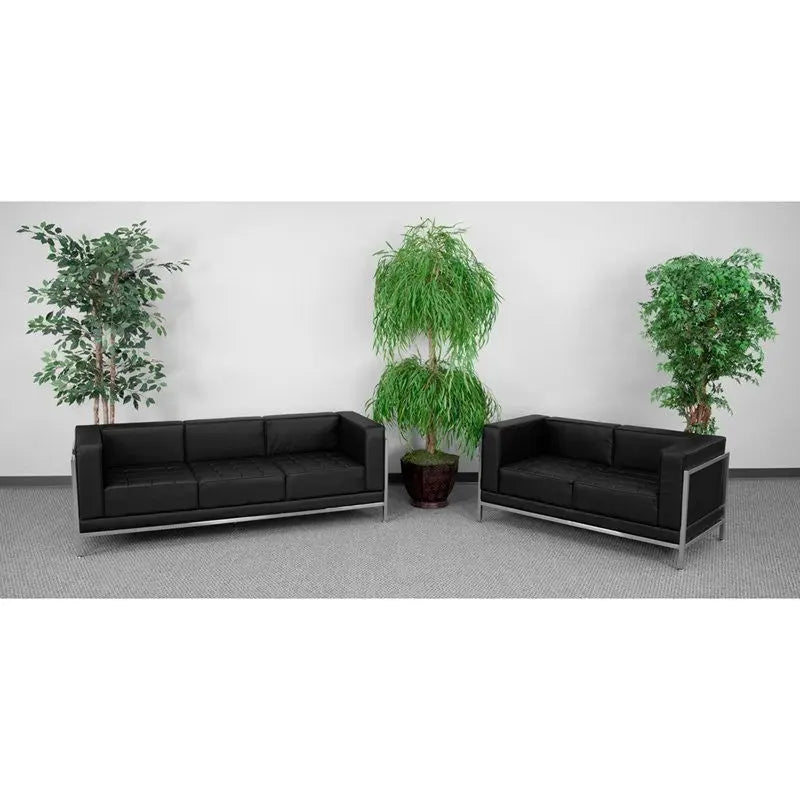 Chancellor "Gwen" Black Leather Sofa & Loveseat Set 2, 2pcs iHome Studio