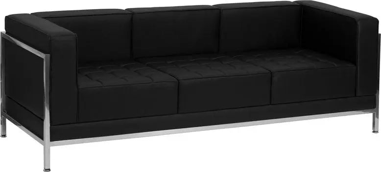 Chancellor "Gwen" Black Leather Sofa with Encasing Frame iHome Studio