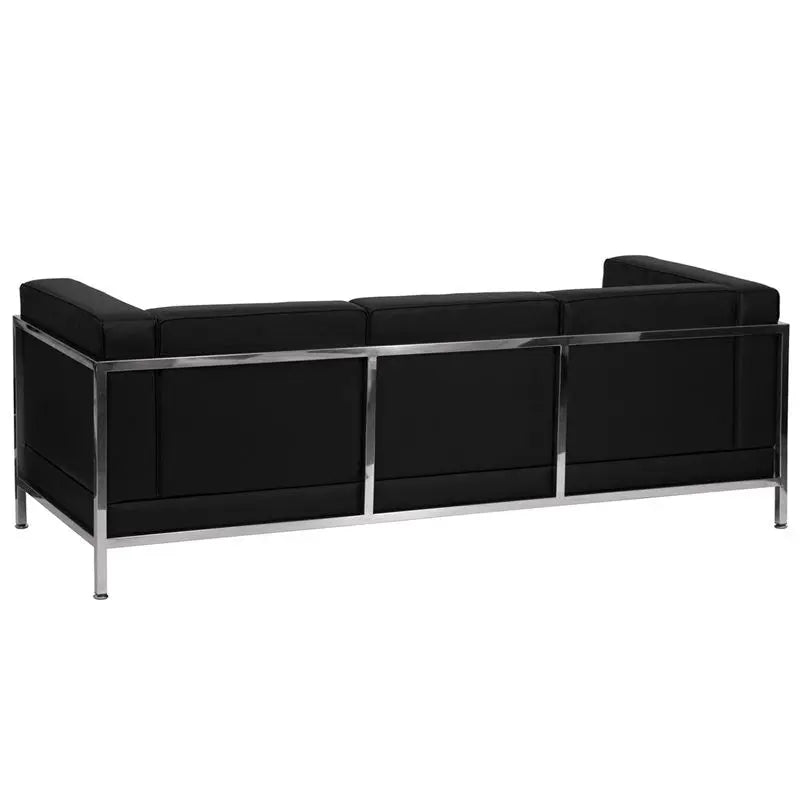 Chancellor "Gwen" Black Leather Sofa with Encasing Frame iHome Studio