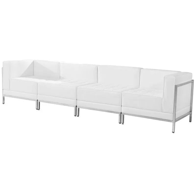 Chancellor "Gwen" White Leather Lounge Set 8, 4pcs iHome Studio