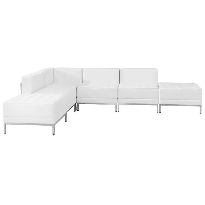 Chancellor "Gwen" White Leather Sectional Configuration 8, 6pcs iHome Studio