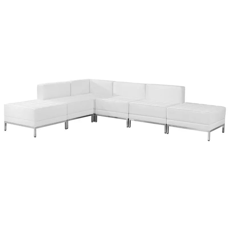 Chancellor "Gwen" White Leather Sectional Configuration 8, 6pcs iHome Studio